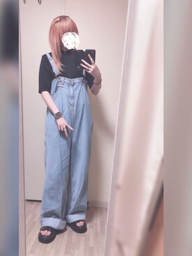 「黒×デニム」｜「 ねむる 」さん（レディース・156cm）の夏コーディネート