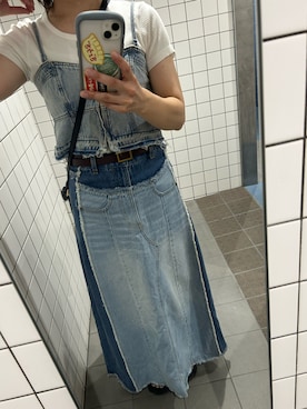 「アイテム（ベルト）」を使った、かおりさん（レディース・154cm）の夏コーディネート