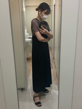 「UNIQLO（ユニクロ）のキャミソールワンピース（ワンピース）」を使った、マさん（レディース・162cm）の夏コーディネート