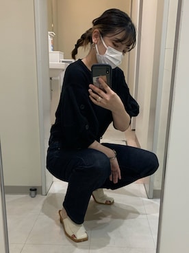 「EVOL（イーボル）の22春夏【EVOL】スクエアミュール IQ9530（サンダル）」を使った、マさん（レディース・162cm）の夏コーディネート