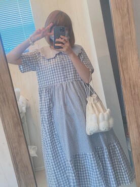 「スカラップ」｜「アイテム（ワンピース）」を使った、Hidemi さん（レディース・153cm）の夏コーディネート