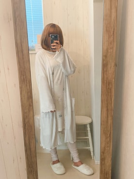 「ガウン」｜「アイテム（ルームウェア）」を使った、Hidemi さん（レディース・153cm）の夏コーディネート