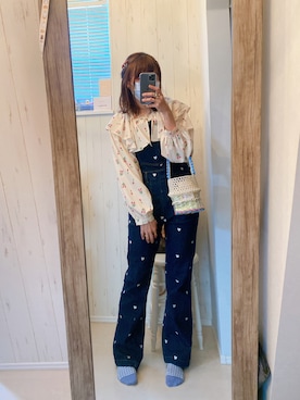 「HELLO.SANFRANCISCO（ハローサンフランシスコ）のアイテム（オールインワン・サロペット）」を使った、Hidemi さん（レディース・153cm）の春コーディネート
