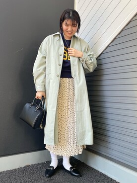 「KBF（ケイビーエフ）のアイテム（ステンカラーコート）」を使った、rinaさん（レディース・172cm）の冬コーディネート