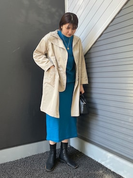 「スカートコーデ」｜「アイテム（モッズコート）」を使った、rinaさん（レディース・172cm）の冬コーディネート