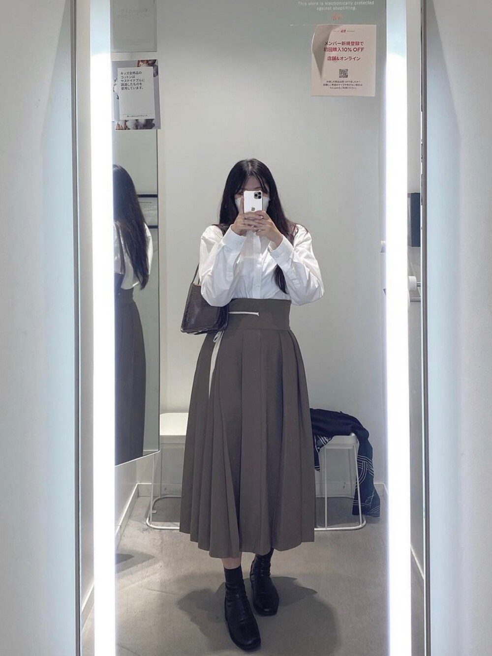 「STYLENANDA、Chuu、autumn」｜「STYLENANDAのアイテム（スカート、ブラウン系）」を使った、ﾏ さん（レディース・164cm）の秋コーディネートの1枚目の写真