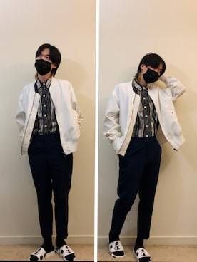 「plain-me（プレインミー）のアイテム（MA-1）」を使った、LuLuさん（メンズ・170cm）の春コーディネート