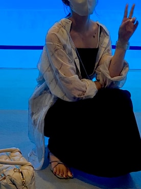 「A part by（アパートバイ）のスクエアネックキャミワンピース 265228（ワンピース、ブラック系）」を使った、rさん（レディース・164cm）の夏コーディネート