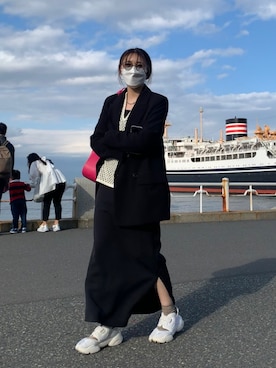 「ZARA（ザラ）のアイテム（テーラードジャケット、ブラック系）」を使った、rさん（レディース・164cm）の春コーディネート