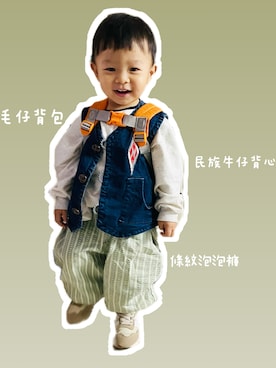 「子供服」｜「アイテム（デニムジャケット）」を使った、モウトンMojai さん（レディース・161cm）の冬コーディネート