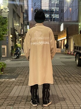 「A4A（エーフォーエー）のアイテム（ステンカラーコート）」を使った、KAWAKITA SHOICHIさん（メンズ・175cm）の冬コーディネート