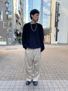 「DANKE SCHON（ダンケシェーン）のアイテム（スラックス）」を使った、KAWAKITA SHOICHIさん（メンズ・175cm）の秋コーディネート