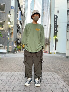 「KaneZ（ケインズ）のアイテム（Tシャツ/カットソー）」を使った、KAWAKITA SHOICHIさん（メンズ・175cm）の夏コーディネート