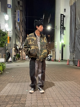 「Danke schon」｜「アイテム（MA-1）」を使った、KAWAKITA SHOICHIさん（メンズ・175cm）の冬コーディネート