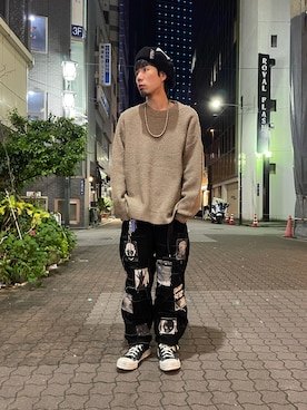 「WHITELAND（ホワイトランド）のアイテム（ニット/セーター）」を使った、KAWAKITA SHOICHIさん（メンズ・175cm）の冬コーディネート