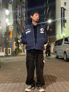 「Danke schon」｜「アイテム（スタジャン）」を使った、KAWAKITA SHOICHIさん（メンズ・175cm）の秋コーディネート