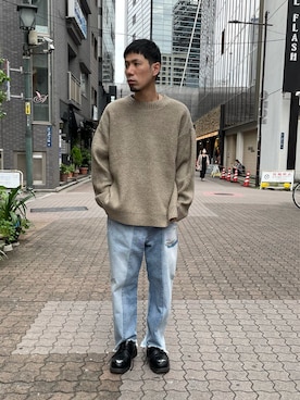 「WHITELAND（ホワイトランド）のアイテム（ニット/セーター）」を使った、KAWAKITA SHOICHIさん（メンズ・175cm）の秋コーディネート