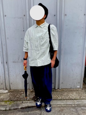 「Onitsuka Tiger（オニツカタイガー）のアイテム（スニーカー、ブルー系）」を使った、けにごんさん（メンズ・162cm）の夏コーディネート