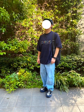 「Onitsuka Tiger（オニツカタイガー）のアイテム（スニーカー、ブルー系）」を使った、けにごんさん（メンズ・162cm）の夏コーディネート