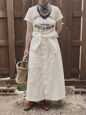 「マキシスカート」｜「アイテム（シャツワンピース）」を使った、kinさん（レディース・159cm）の夏コーディネート
