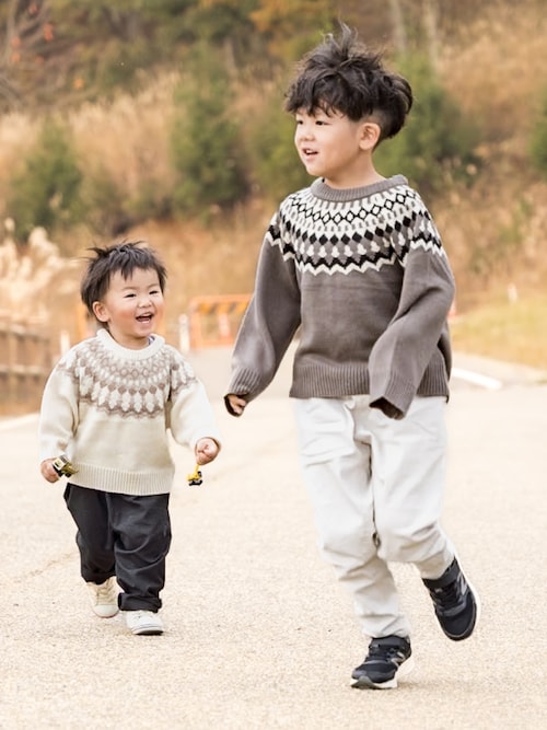 かぞくおそろい】フェアアイル柄 ニット プルオーバー（ニット