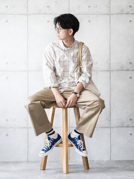 「PUBLIC TOKYO（パブリックトウキョウ）のアイテム（パンツ）」を使った、しゅんたろーさん（メンズ・177cm）の春コーディネート