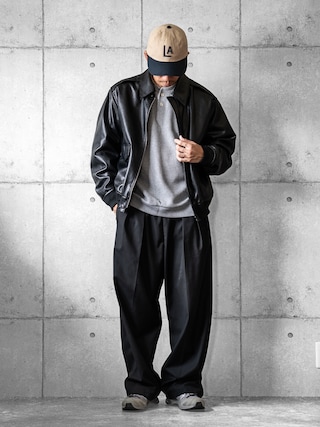 「417 EDIFICE(フォーワンセブンエディフィス)のスラブワッフル ヘンリーネックTシャツ(Tシャツ/カットソー)」を使った、しゅんたろーさん(メンズ・177cm)の秋コーディネート