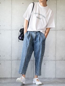 「JUNRED（ジュンレッド）のアイテム（Tシャツ/カットソー）」を使った、しゅんたろーさん（メンズ・177cm）の夏コーディネート