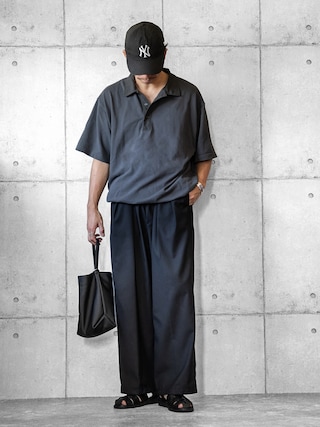 「Firsthand(ファーストハンド)のFirsthand/ファーストハンド ビッグシルエット スピンドル ショートスリーブ テックポロ(ポロシャツ)」を使った、しゅんたろーさん(メンズ・177cm)の夏コーディネート