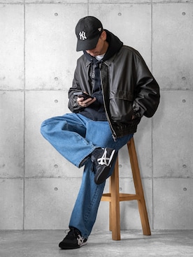 「アイテム（キャップ）」を使った、しゅんたろーさん（メンズ・177cm）の秋コーディネート