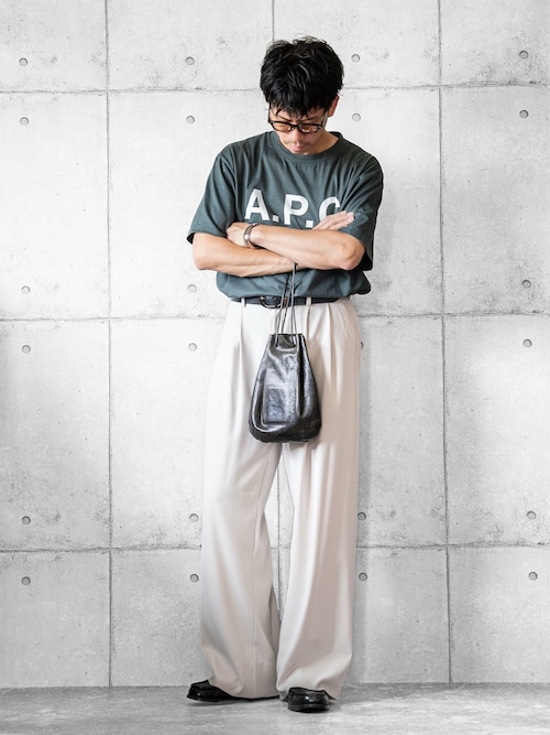 LURAKU】two tuck wide straight slacks / 2タックワイド