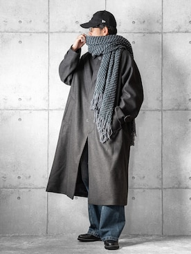 「アイテム（ストール/ショール）」を使った、しゅんたろーさん（メンズ・177cm）の冬コーディネート