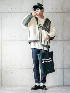 「Mark Gonzales（マーク・ゴンザレス）のアイテム（ブルゾン）」を使った、しゅんたろーさん（メンズ・177cm）の秋コーディネート
