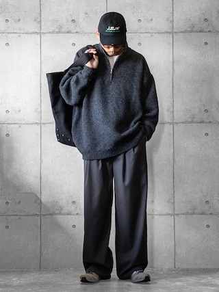 「FREAK'S STORE(フリークスストア)の限定展開 ウールブレンド ニット ハーフジップ プルオーバー(ニット/セーター)」を使った、しゅんたろーさん(メンズ・177cm)の秋コーディネート