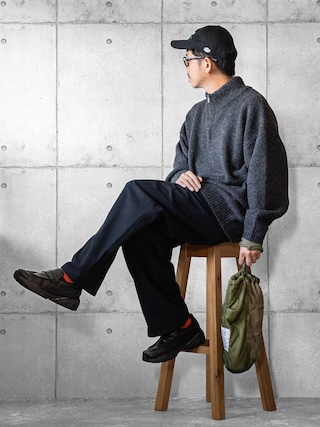 「FREAK'S STORE(フリークスストア)の限定展開 ウールブレンド ニット ハーフジップ プルオーバー(ニット/セーター)」を使った、しゅんたろーさん(メンズ・177cm)の秋コーディネート
