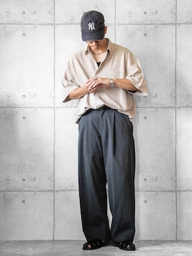 「アイテム（スラックス）」を使った、しゅんたろーさん（メンズ・177cm）の夏コーディネート