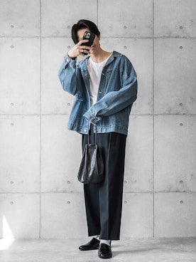 「いまどきジャケット写真」｜「アイテム（スリッポン）」を使った、しゅんたろーさん（メンズ・177cm）の春コーディネート