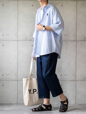 「A.P.C.（アーペーセー）のアイテム」を使った、しゅんたろーさん（メンズ・177cm）の夏コーディネート