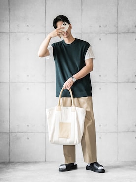 「PUBLIC TOKYO（パブリックトウキョウ）のアイテム（パンツ）」を使った、しゅんたろーさん（メンズ・177cm）の夏コーディネート
