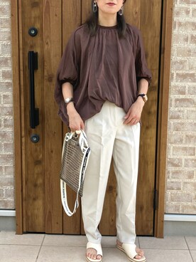 「petitcro（プティクロ）のpetitcro  ワイドバングル PCKB1901001（バングル/リストバンド）」を使った、Riiisaさん（レディース・158cm）の夏コーディネート