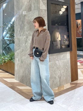 「JEANASIS（ジーナシス）のヴィンテージスクエアベルト/575860（ベルト、ゴールド系）」を使った、yukiさん（レディース・155cm）の春コーディネート