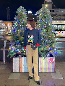 「アイテム（デニムパンツ、ベージュ系）」を使った、yukiさん（レディース・155cm）の冬コーディネート