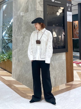 「eL（エル）の【eL】Embroidery Cutwork Shirt/612121（スカート、ホワイト系）」を使った、yukiさん（レディース・155cm）の春コーディネート