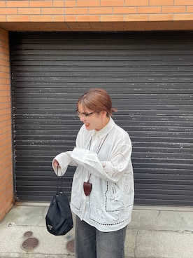 「eL（エル）の【eL】Loose wide Denim Pants/246474（デニムパンツ、ブラック系）」を使った、yukiさん（レディース・155cm）の春コーディネート