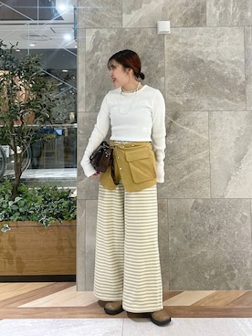 「アイテム（ファッション雑貨、ベージュ系）」を使った、yukiさん（レディース・155cm）の秋コーディネート