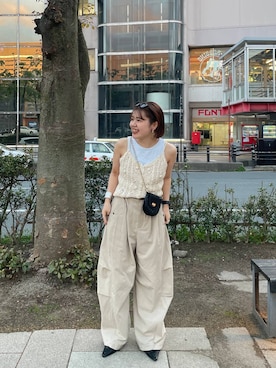 「eL（エル）の【eL】Loafer Mules/286417（ローファー、ブラック系）」を使った、yukiさん（レディース・155cm）の春コーディネート