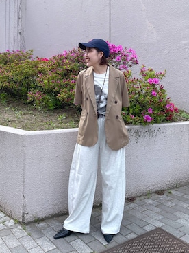 「JEANASIS（ジーナシス）のアイテム（Tシャツ/カットソー）」を使った、yukiさん（レディース・155cm）の春コーディネート