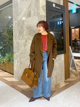 「アイテム（ピーコート）」を使った、yukiさん（レディース・155cm）の秋コーディネート