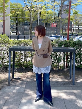 「JEANASIS（ジーナシス）のアイテム（パンツ）」を使った、yukiさん（レディース・155cm）の春コーディネート