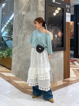 「JEANASIS（ジーナシス）のウエスタンポインテッドミュール/643527（パンプス、ベージュ系）」を使った、yukiさん（レディース・155cm）の春コーディネート